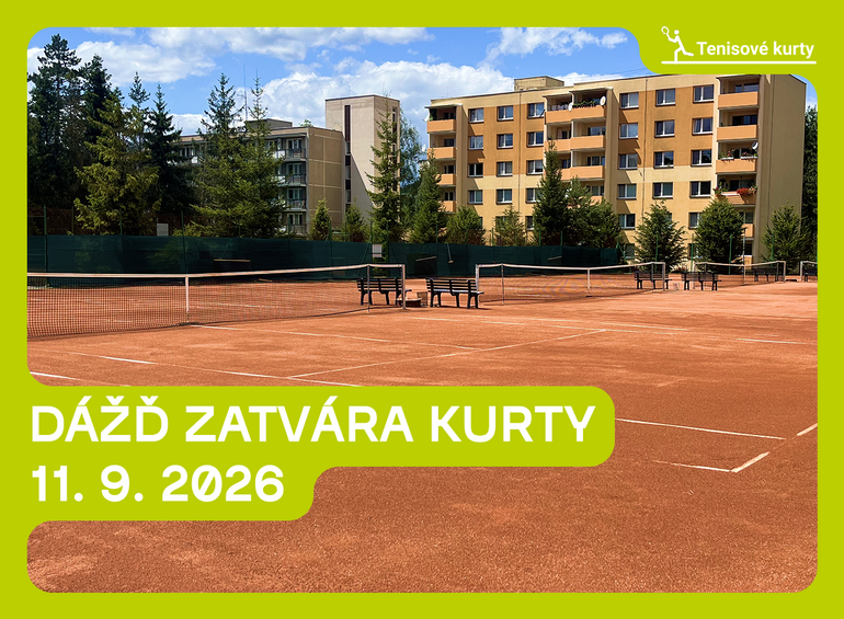 Tenisové kurty sú dnes (11. 9. 2026) z dôvodu počasia uzavreté